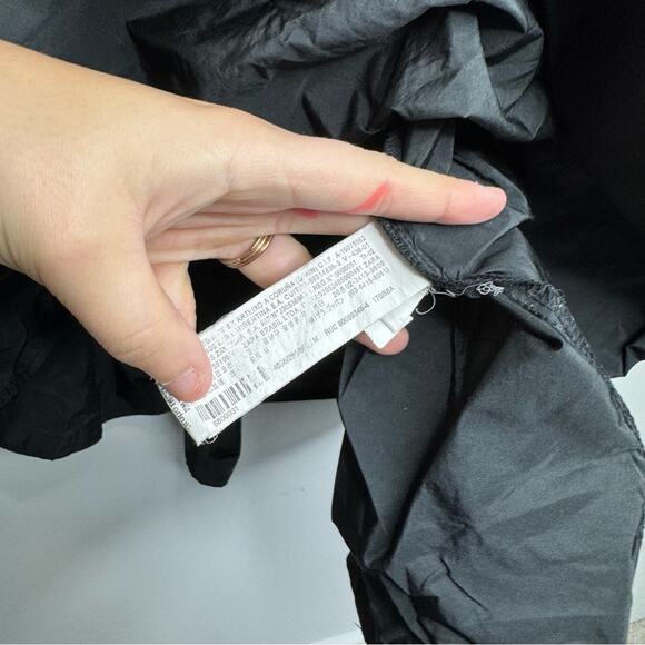 Zara Taffeta Black V-neck Long Sleeve Mini Dress Size Medium - Picture 4 of 6